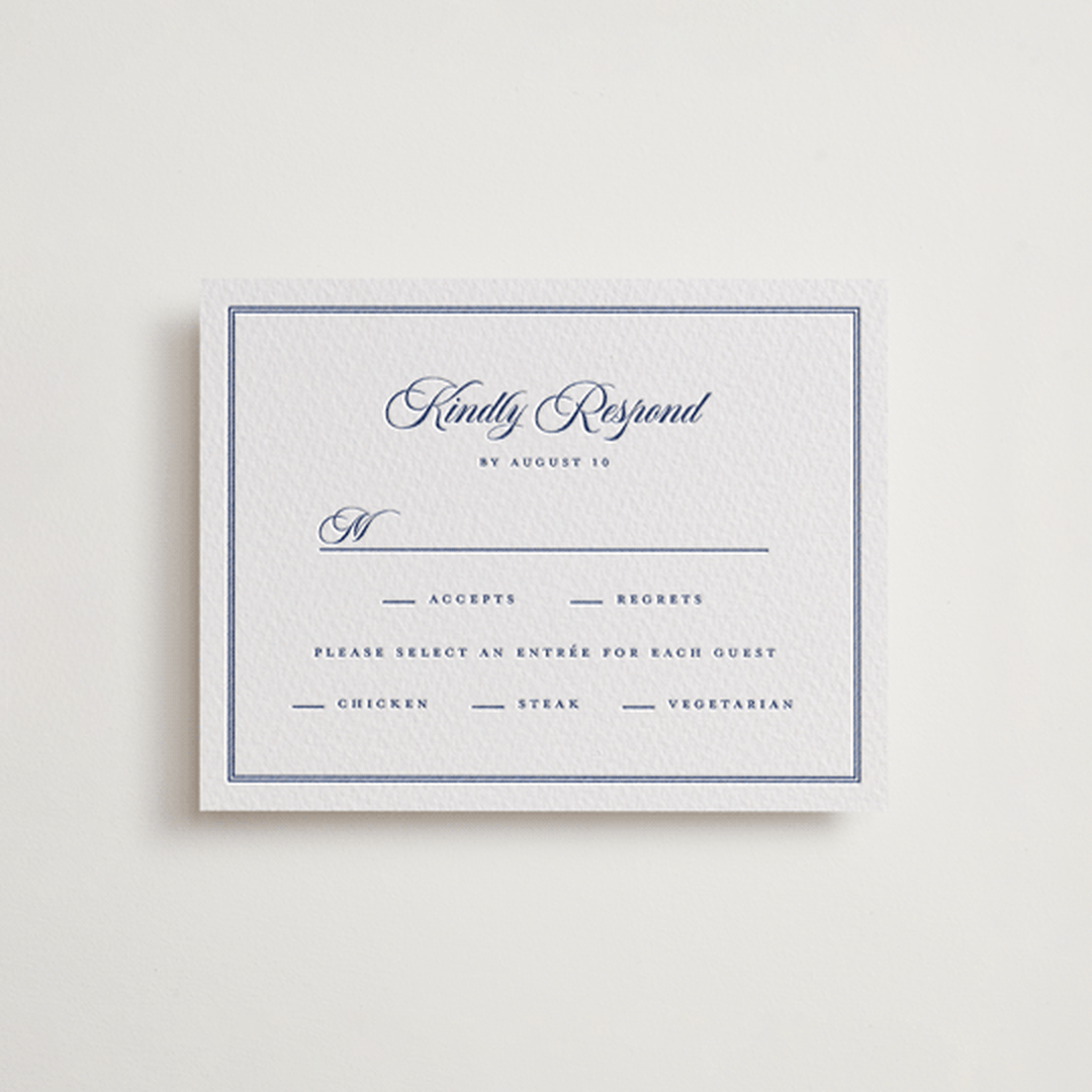 "Tiled" - Letterpress RSVP Cards in Lapis by Angela Garrick - Front
