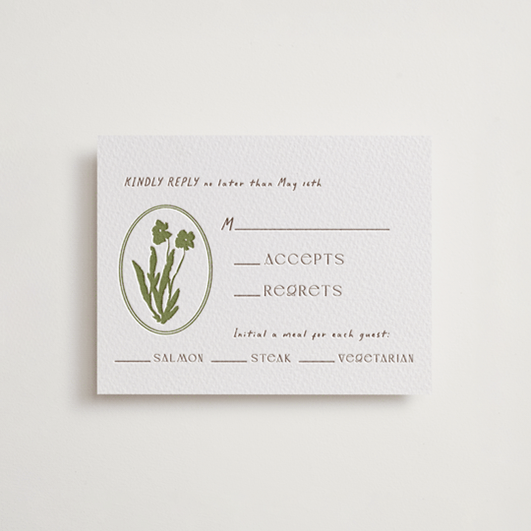 "la graine" - Letterpress RSVP Cards in Burnt Sienna by Alaina Cherup - Front