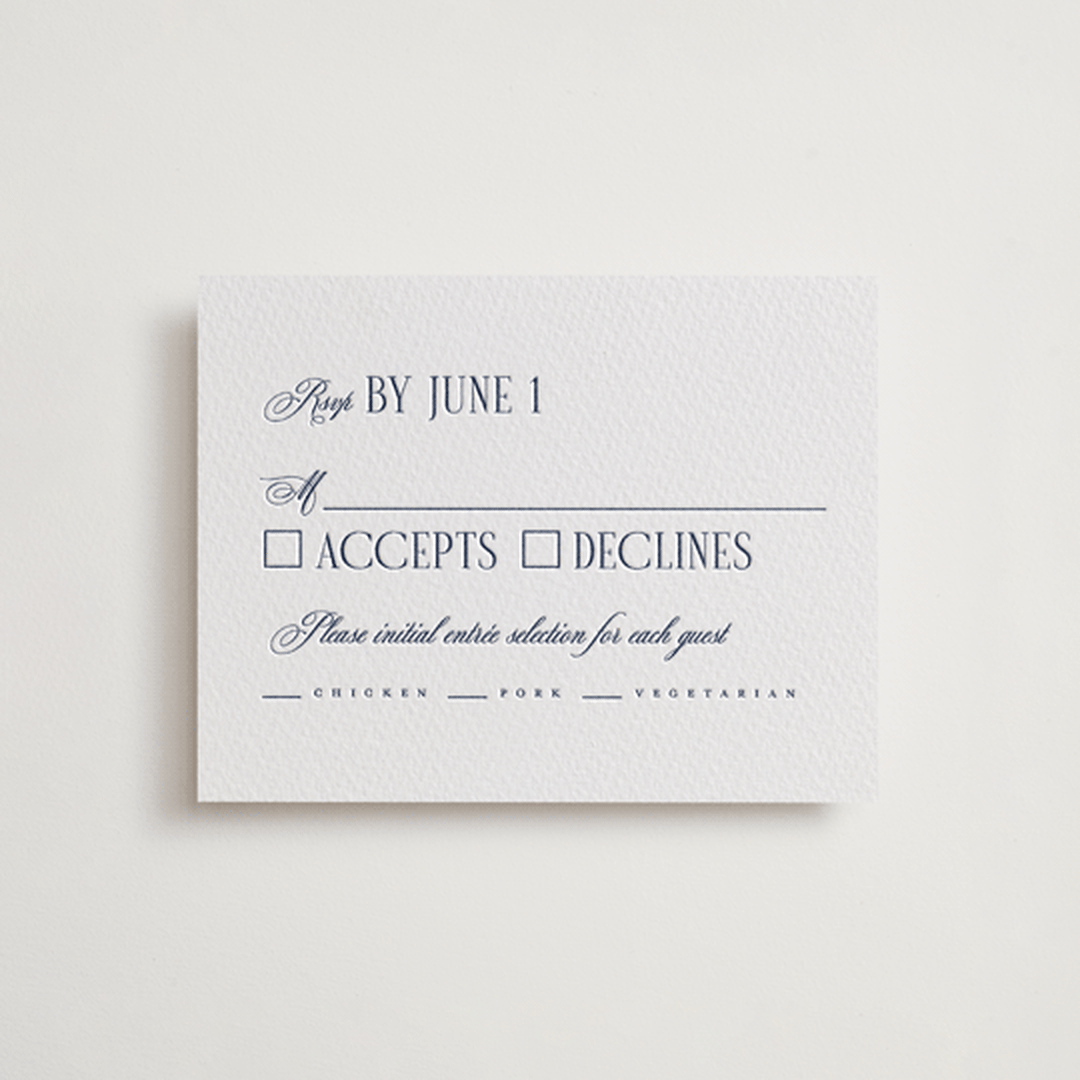 "London" - Letterpress RSVP Cards in Aegean by Hudson meet Rose - Front