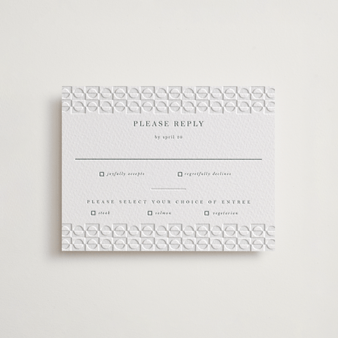 "cerchi" - Letterpress RSVP Cards in Stone by Vera Lim - Front