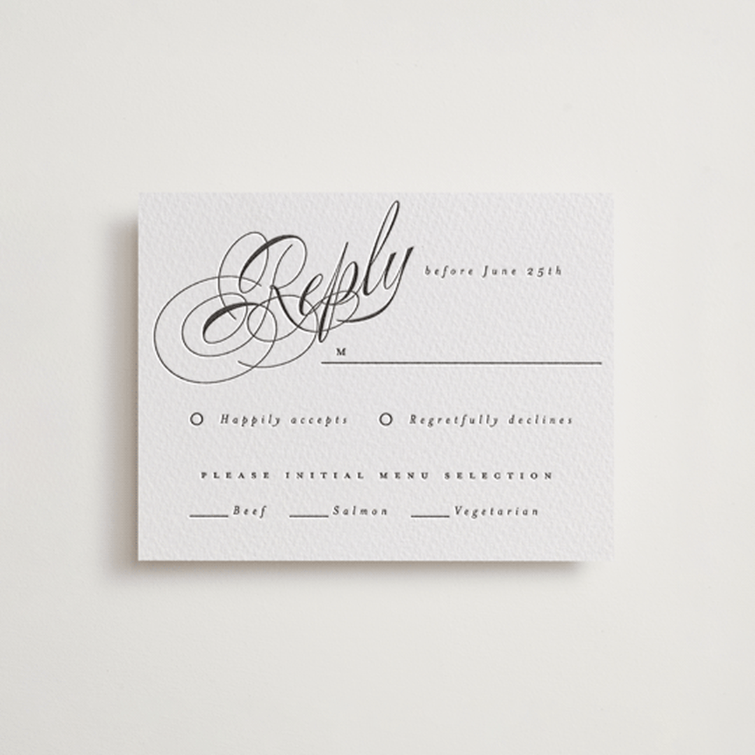"Forever" - Letterpress RSVP Cards in Soft Black by Hudson meet Rose - Front