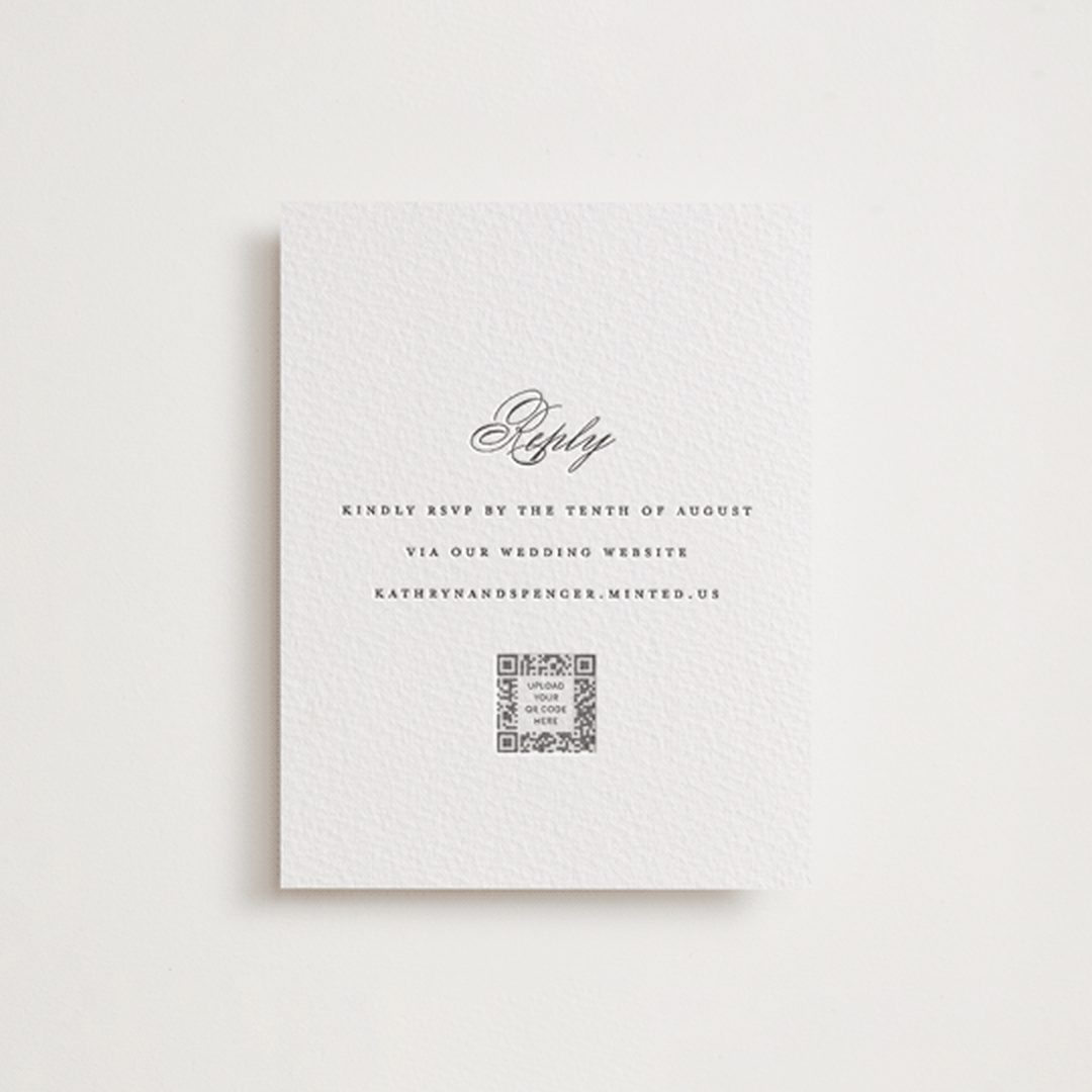 "classic composition" - Letterpress RSVP Online Enclosure Cards in Soft Black by Olivia Raufman - Front