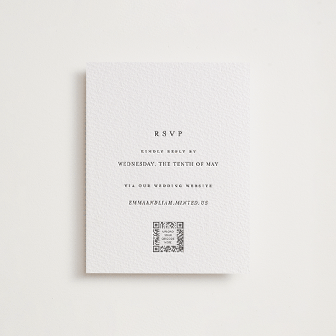 "A Thousand Years" - Letterpress RSVP Online Enclosure Cards in Soft Black by Design Lotus - Front