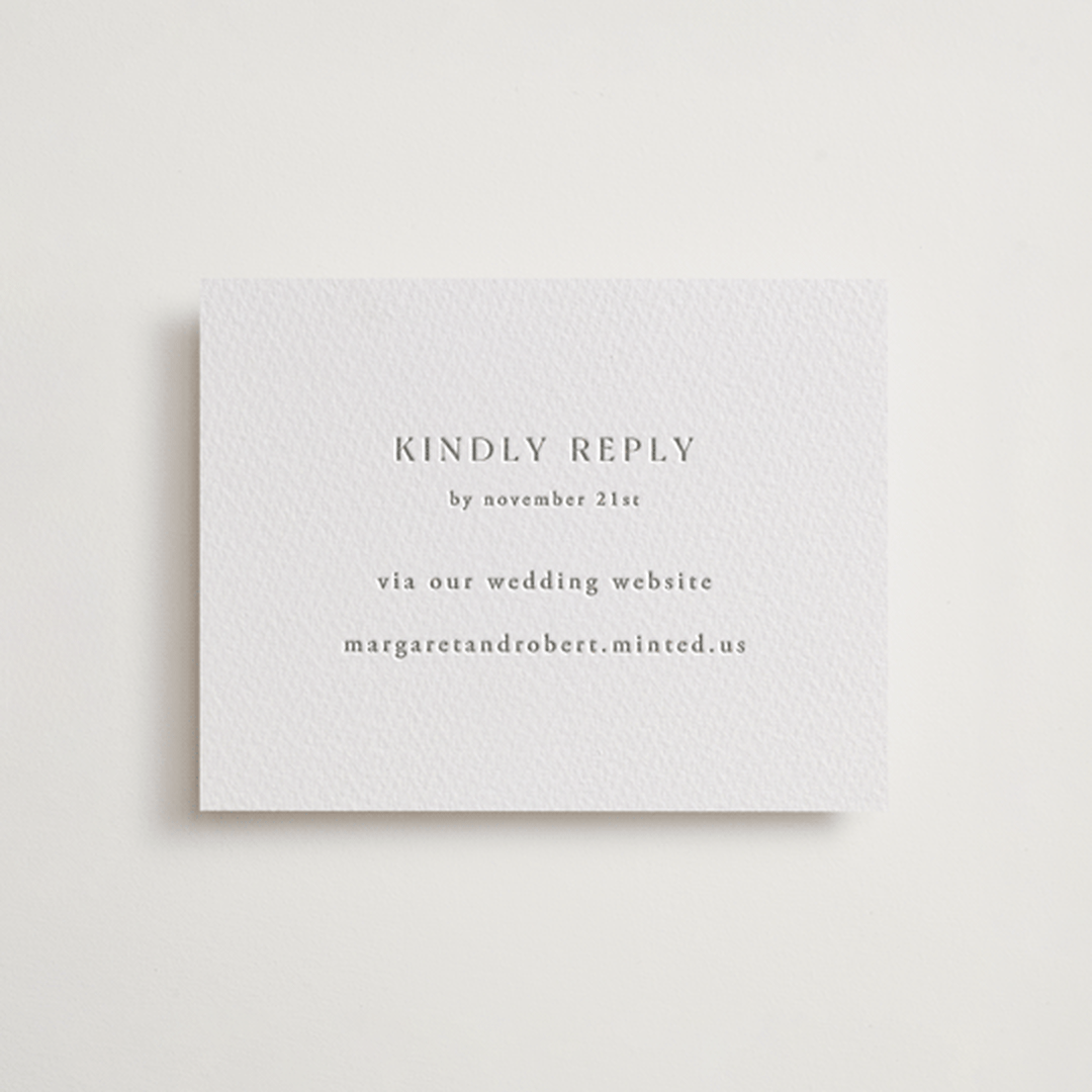 "Warm Winds" - Letterpress RSVP Online Enclosure Cards in Ash by Janean Hinger - Front