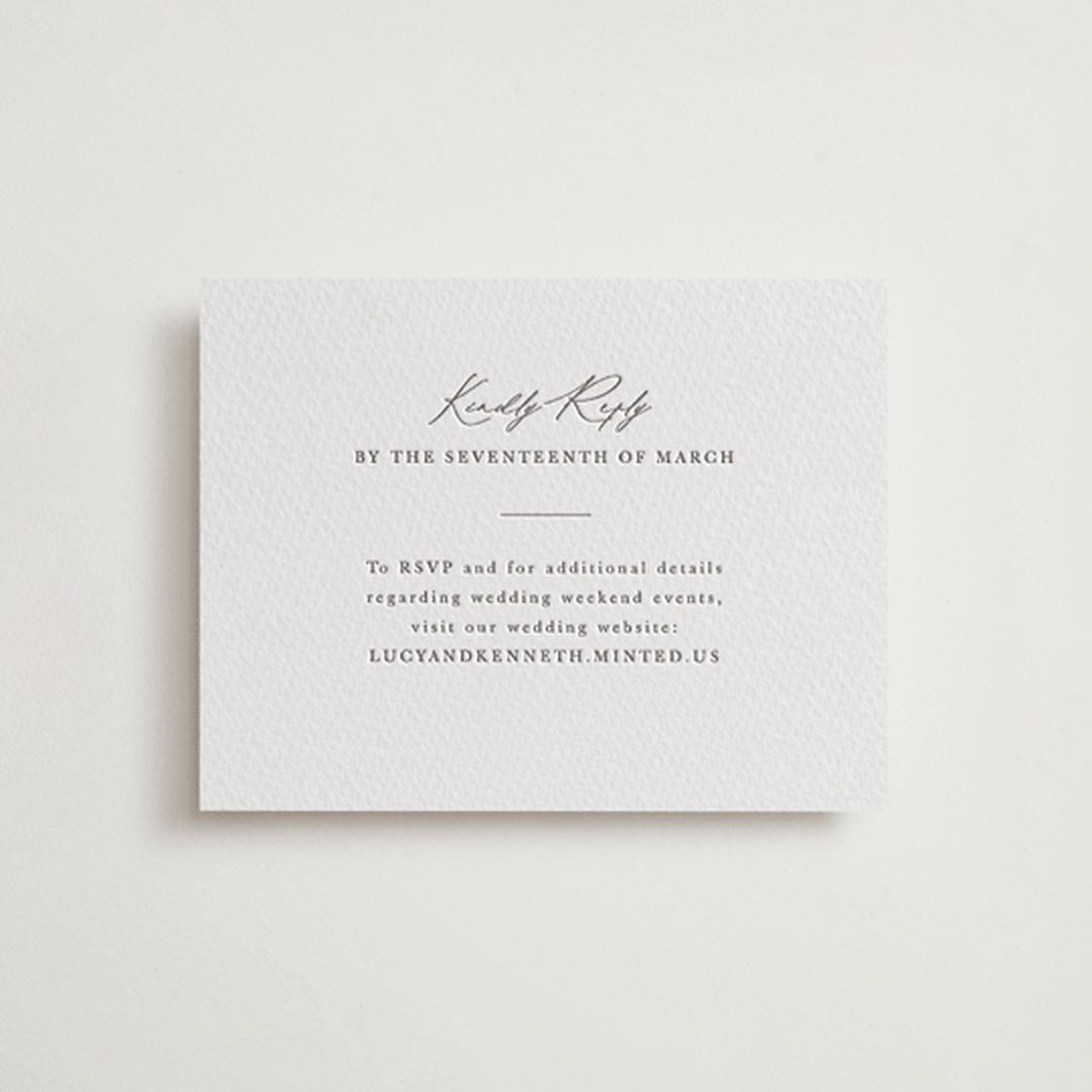 "Mountainview" - Letterpress RSVP Online Enclosure Cards in Graphite by Sarah Brown - Front