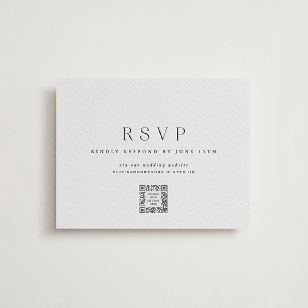 "Classy Type" - Letterpress RSVP Online Enclosure Cards in Soft Black by Hooray Creative - Front