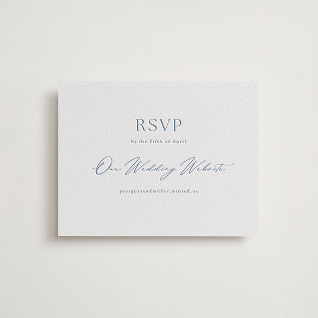 "Modern Air" - Letterpress RSVP Online Enclosure Cards in Provincial Blue by Stacey Meacham - Front