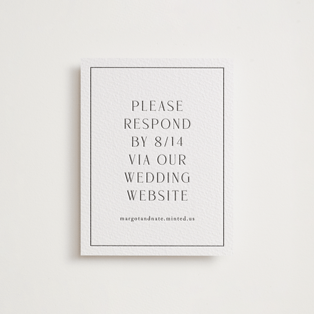 "Minimalist Monogram" - Letterpress RSVP Online Enclosure Cards in Soft Black by Olivia Raufman - Front