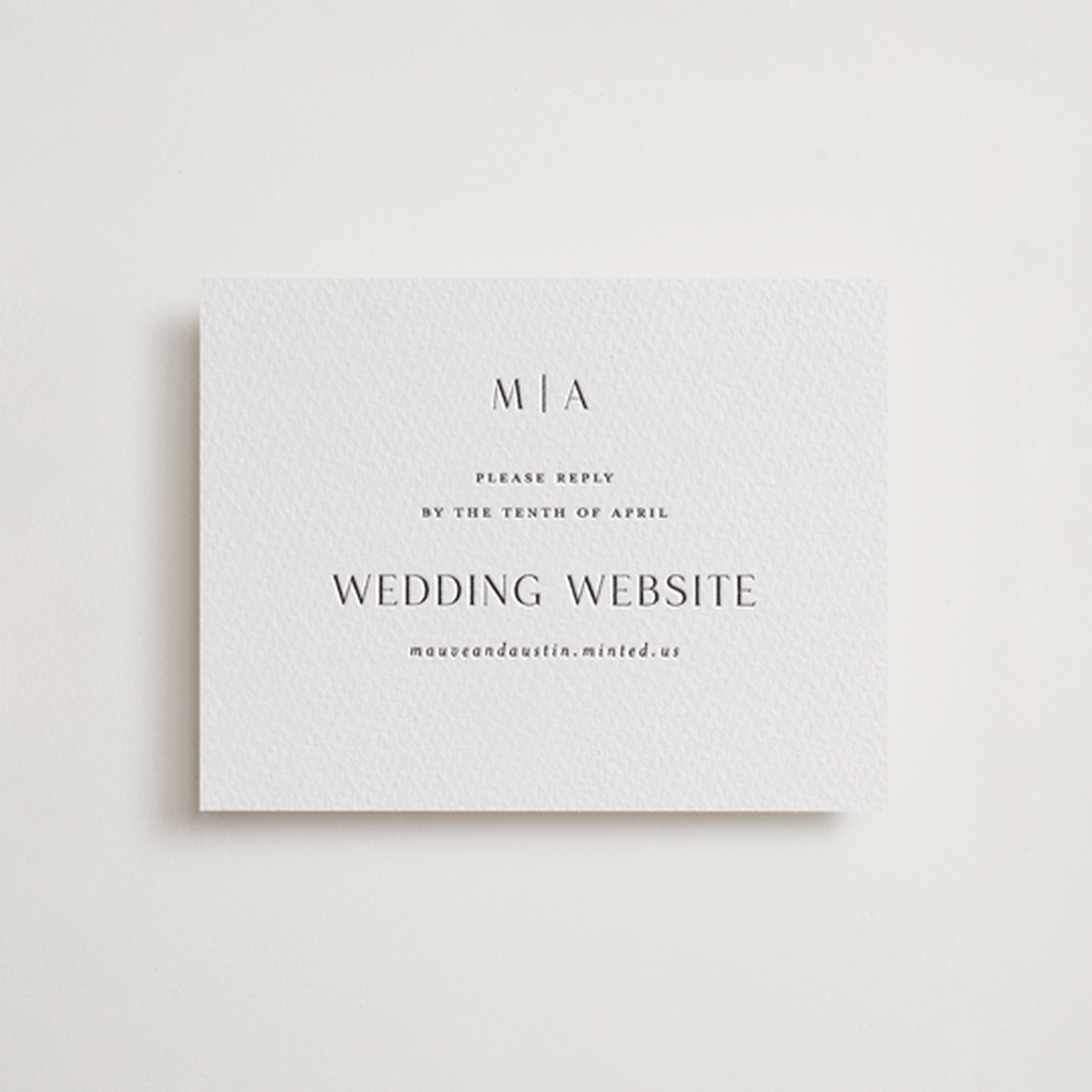 "Simple charm" - Letterpress RSVP Online Enclosure Cards in Soft Black by Stacey Meacham - Front