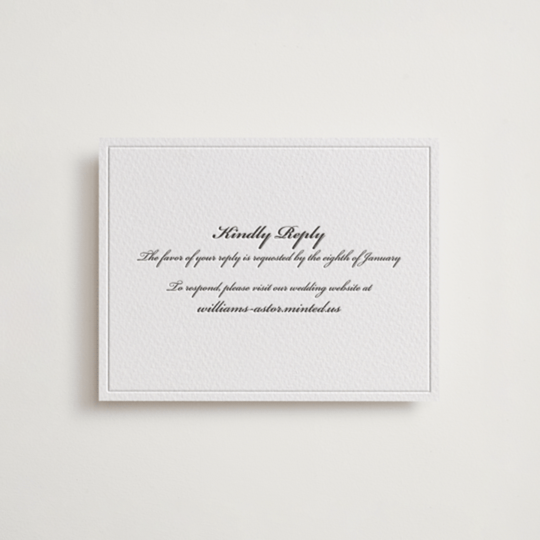 "Astor Elegance" - Letterpress RSVP Online Enclosure Cards in Midnight by Clover and Lamb - Front