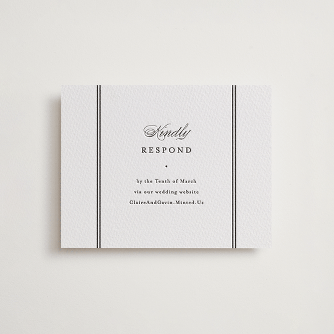 "Timeless Together" - Letterpress RSVP Online Enclosure Cards in Soft Black by Carolyn MacLaren - Front