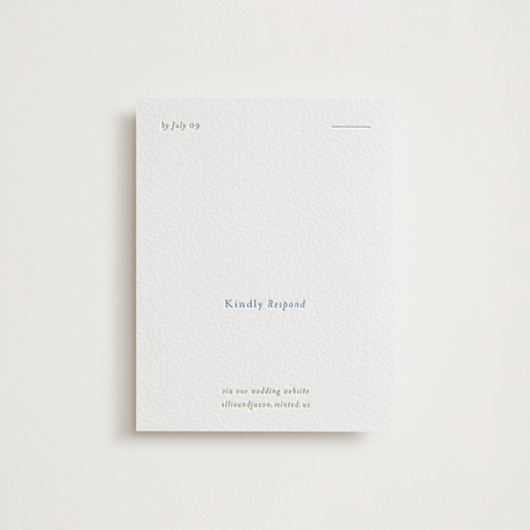 "Tuscany" - Letterpress RSVP Online Enclosure Cards in Sky Blue by Blustery August - Front