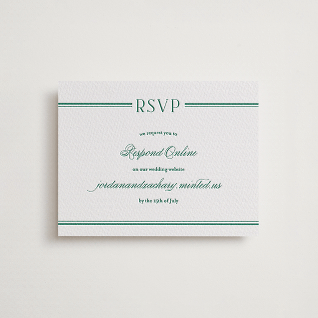 "Fresh Classic" - Letterpress RSVP Online Enclosure Cards in Cucumber by letterfix - Front