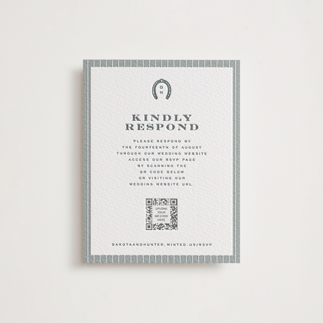 "The Ranch" - Letterpress RSVP Online Enclosure Cards in Stone by Jenna Holcomb - Front