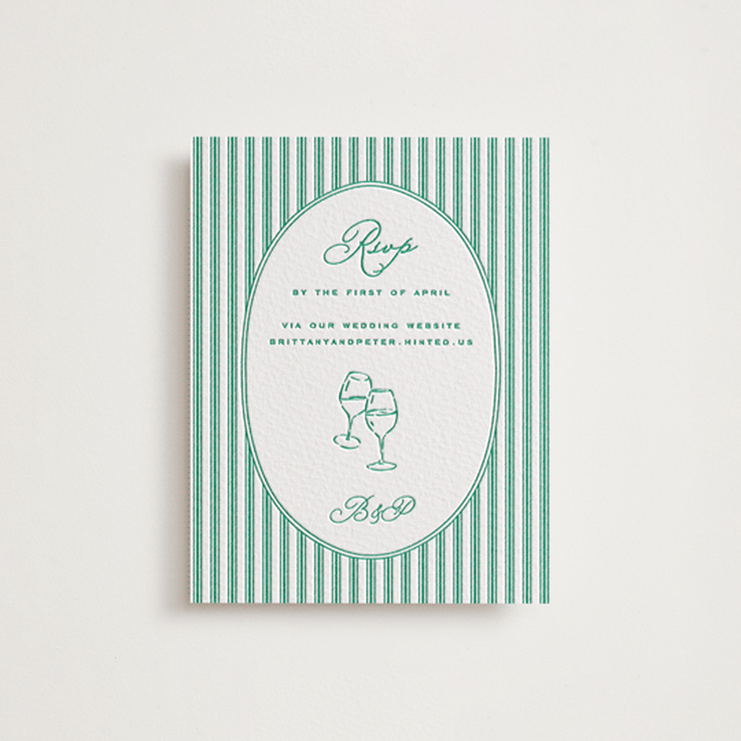 "Lakeview" - Letterpress RSVP Online Enclosure Cards in Shamrock by Claudia Orengo - Front