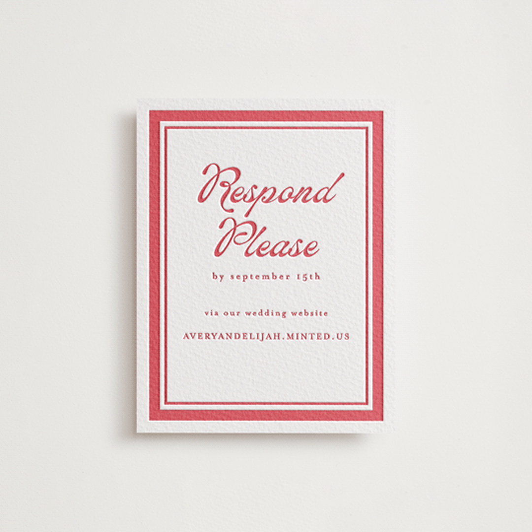 "Prep School" - Letterpress RSVP Online Enclosure Cards in Scarlet by Morgan Kendall - Front