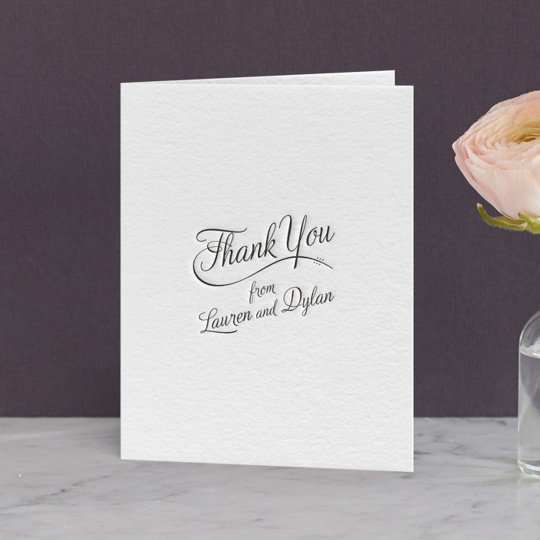 "Just My Type" - Letterpress Wedding Thank You Cards in Soft Black by Ann Gardner - Front