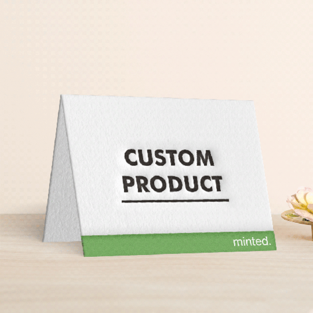 "Landscape Custom" - Letterpress Wedding Thank You Cards in Pear | Soft Black | Blind Deboss by Minted Custom - Front