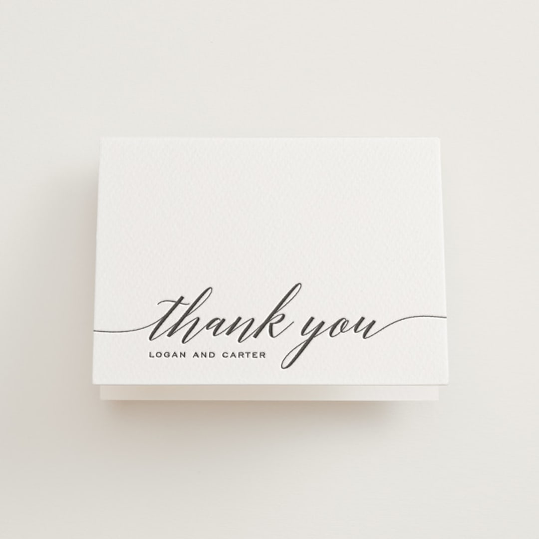 "Someone Like You" - Letterpress Wedding Thank You Cards in Soft Black by Design Lotus - Front