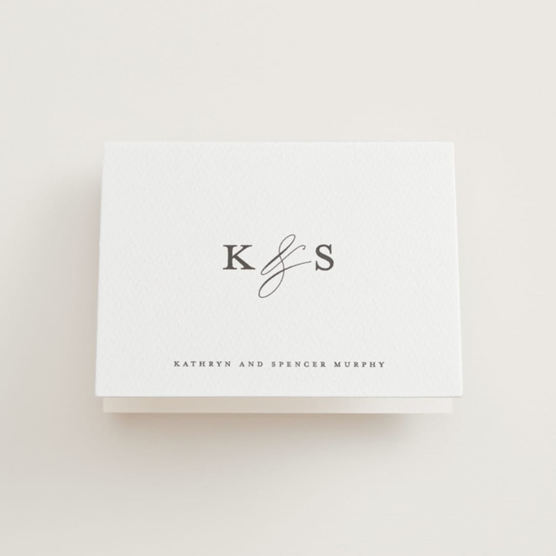 "classic composition" - Letterpress Wedding Thank You Cards in Soft Black by Olivia Raufman - Front