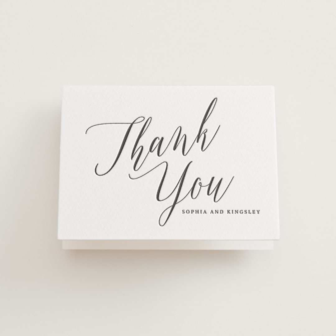 "Nothing Compares To You" - Letterpress Wedding Thank You Cards in Soft Black | Gravel by Design Lotus - Front