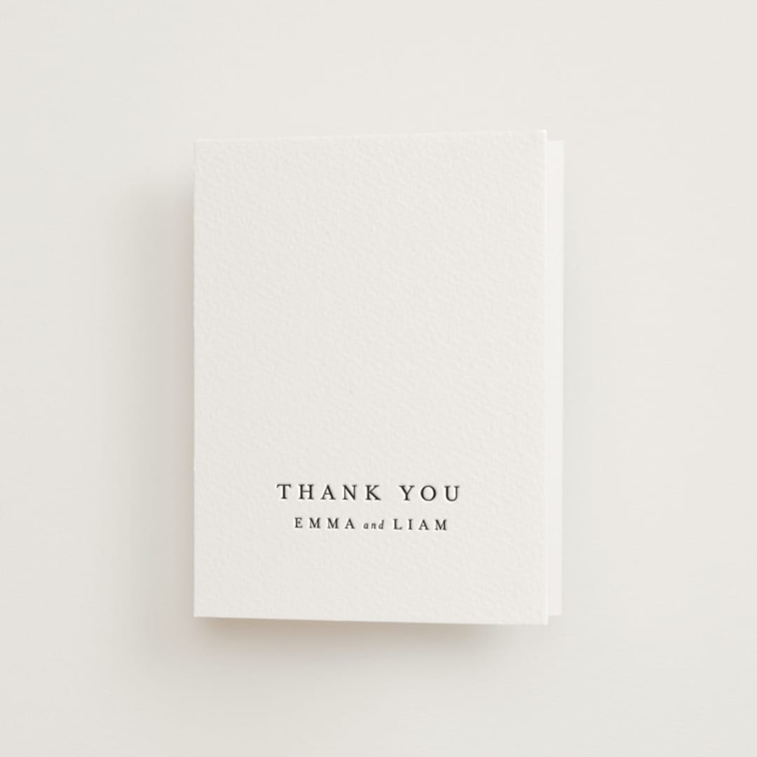 "A Thousand Years" - Letterpress Wedding Thank You Cards in Soft Black by Design Lotus - Front