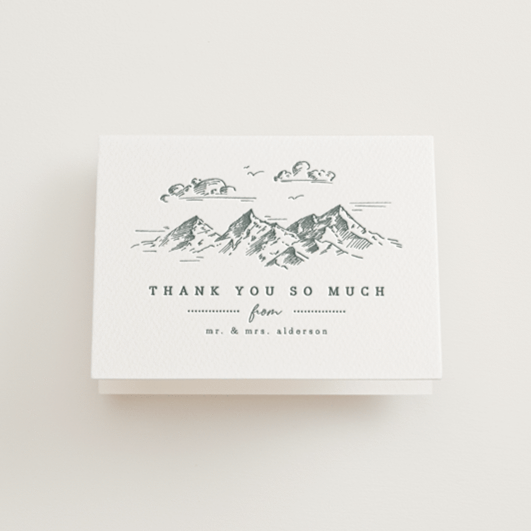 "fresh air" - Letterpress Wedding Thank You Cards in Stone by Anastasia Makarova - Front