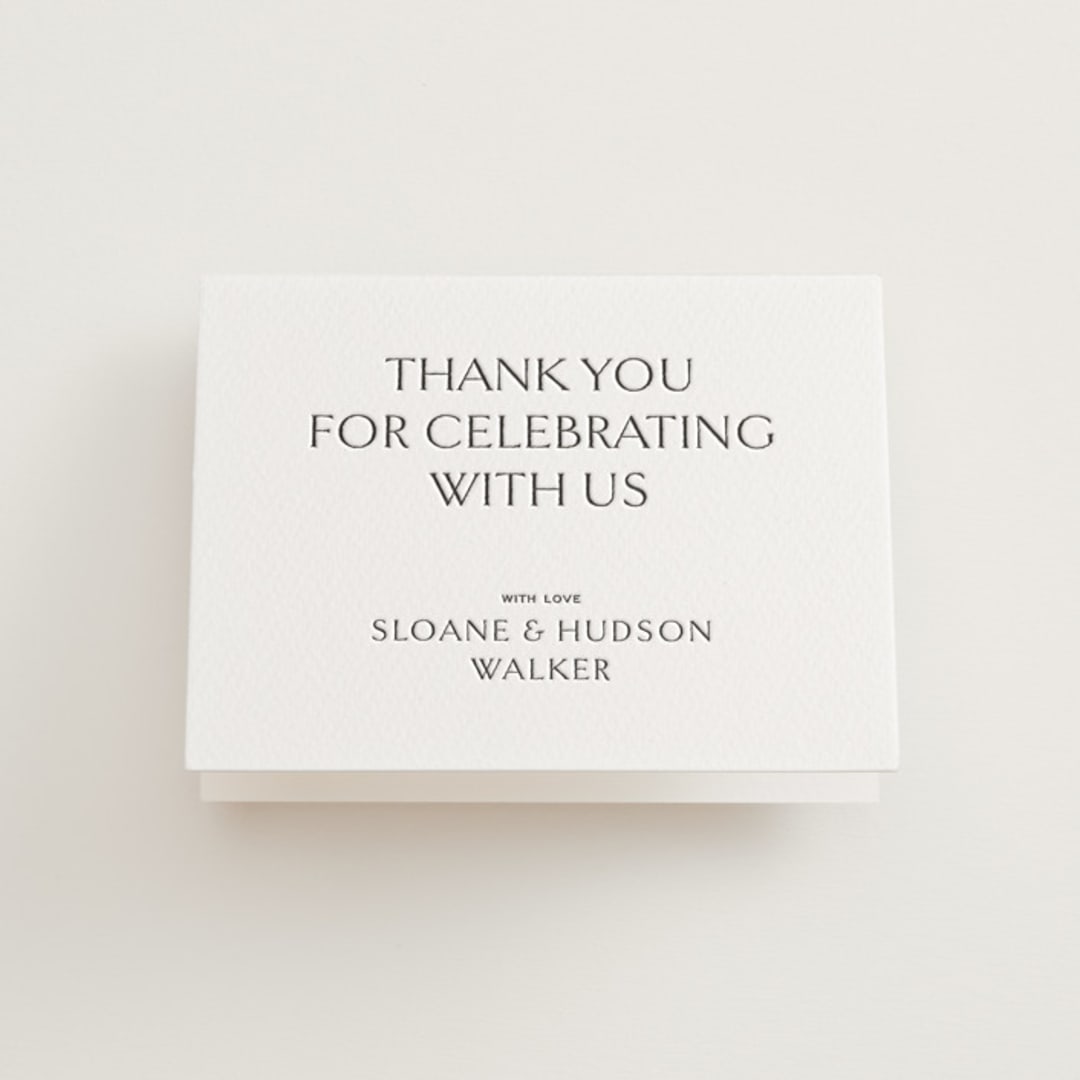 "Elegant" - Letterpress Wedding Thank You Cards in Mist by Kelsey Walker - Front