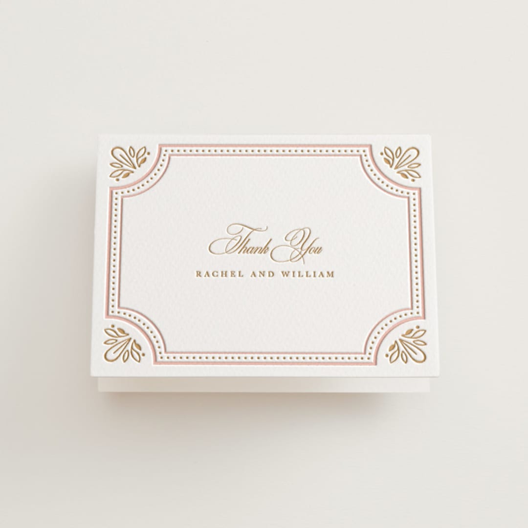 "Ornate Frame" - Letterpress Wedding Thank You Cards in Faux Gold by Mansi Verma - Front