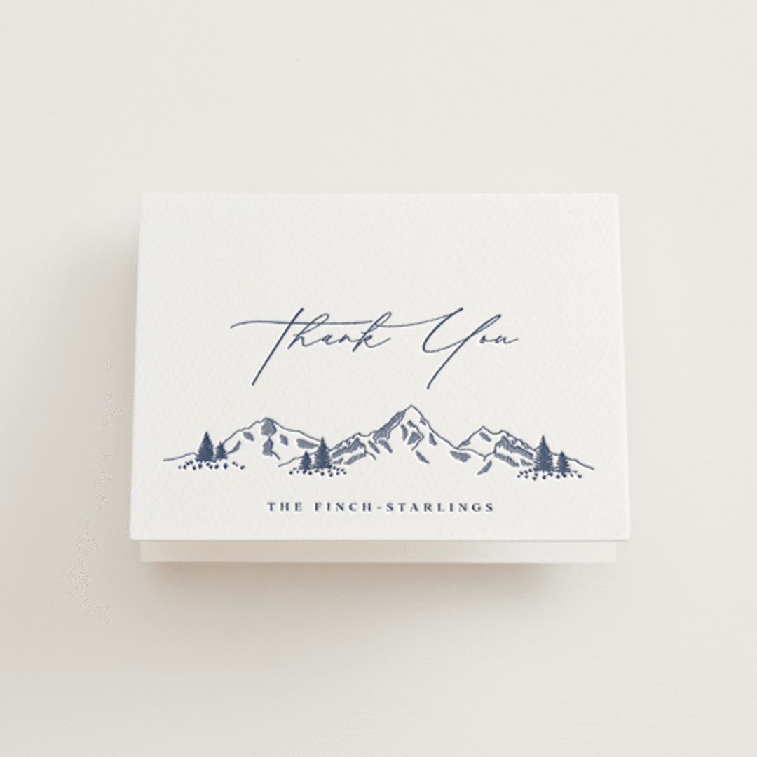"Arête" - Letterpress Wedding Thank You Cards in Aegean by Olivia Raufman - Front