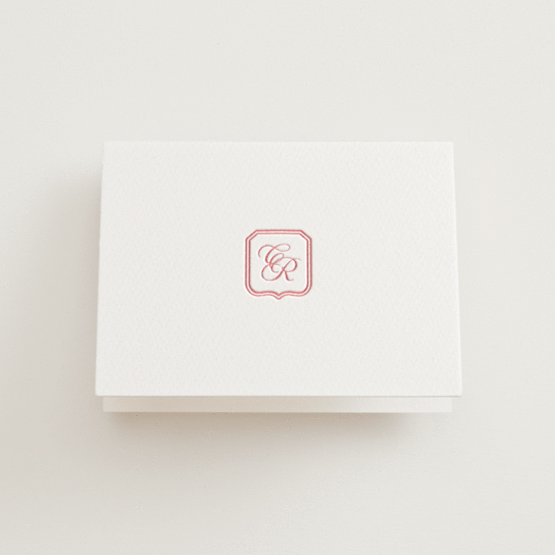 "Bowery" - Letterpress Wedding Thank You Cards in Rose by Megan Davis - Front