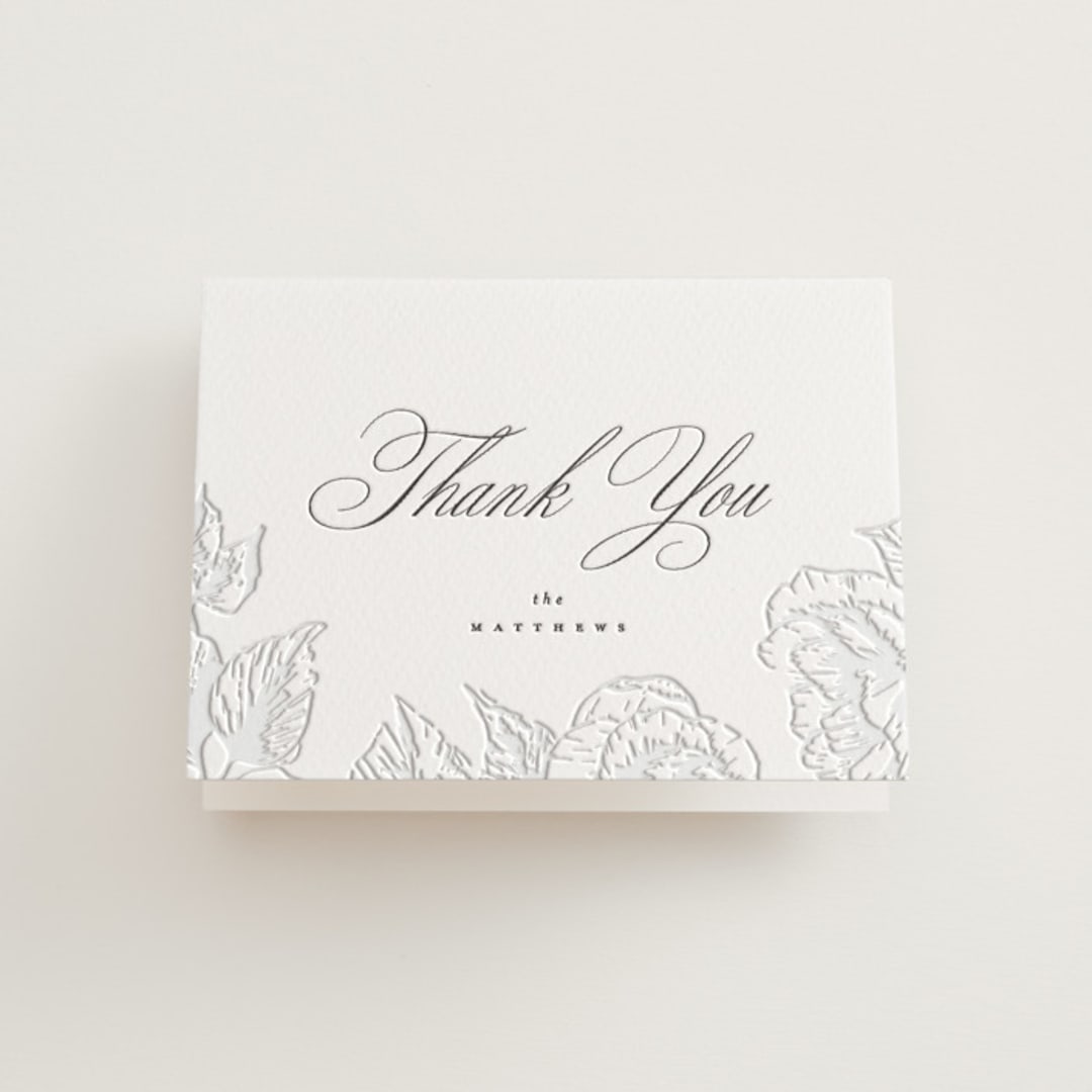 "garden" - Letterpress Wedding Thank You Cards in Garden by Leah Bisch - Front