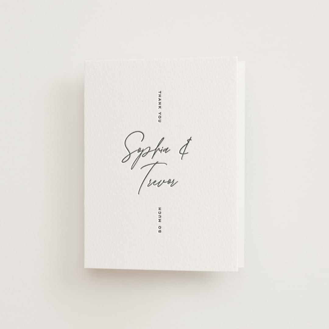 "terrace" - Letterpress Wedding Thank You Cards in Charcoal by Owl and Toad - Front