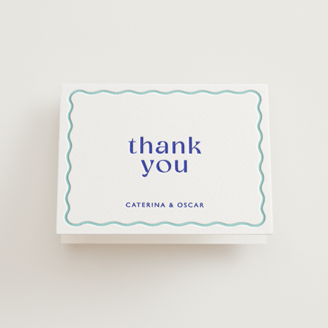 "With a Twist" - Letterpress Wedding Thank You Cards in Blue Violet by Olivia Raufman - Front