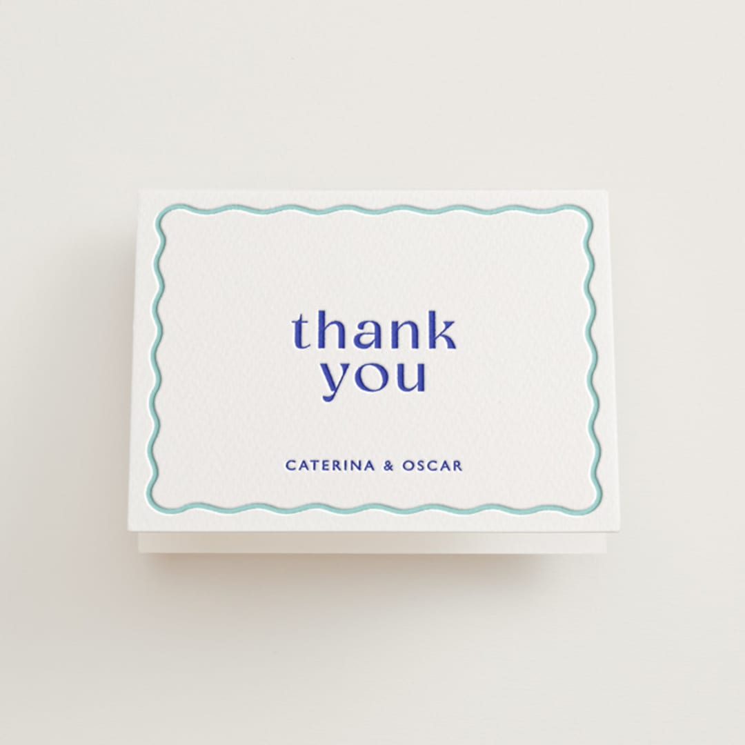 "With a Twist" - Letterpress Wedding Thank You Cards in Blue Violet by Olivia Raufman - Front