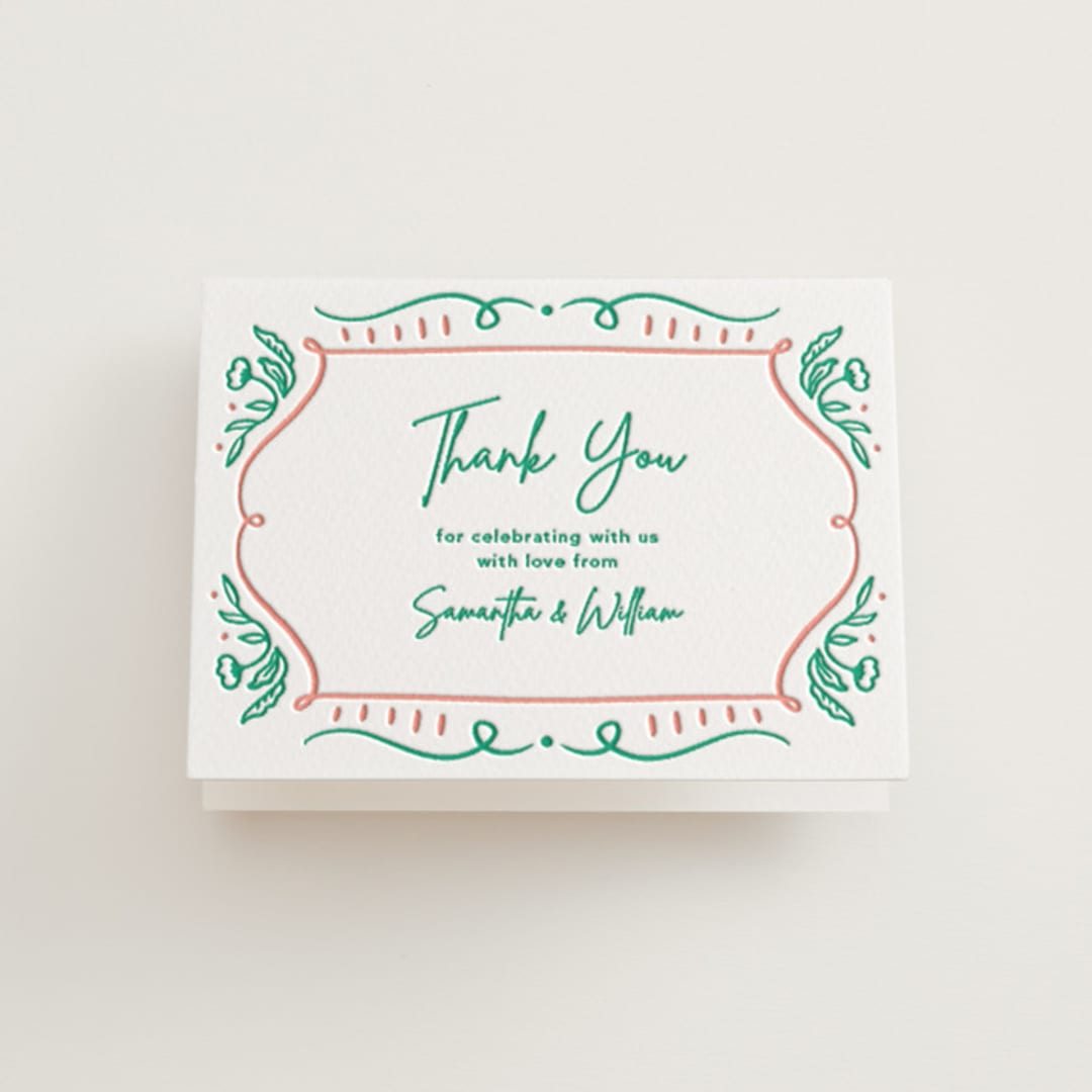 "Sketch" - Letterpress Wedding Thank You Cards in Shamrock by Elly - Front