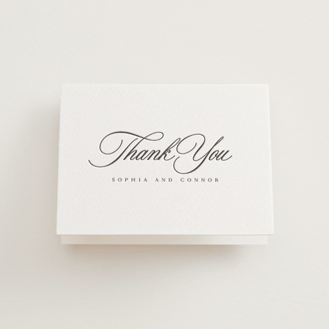 "Us" - Letterpress Wedding Thank You Cards in Soft Black by Nicole Walsh - Front