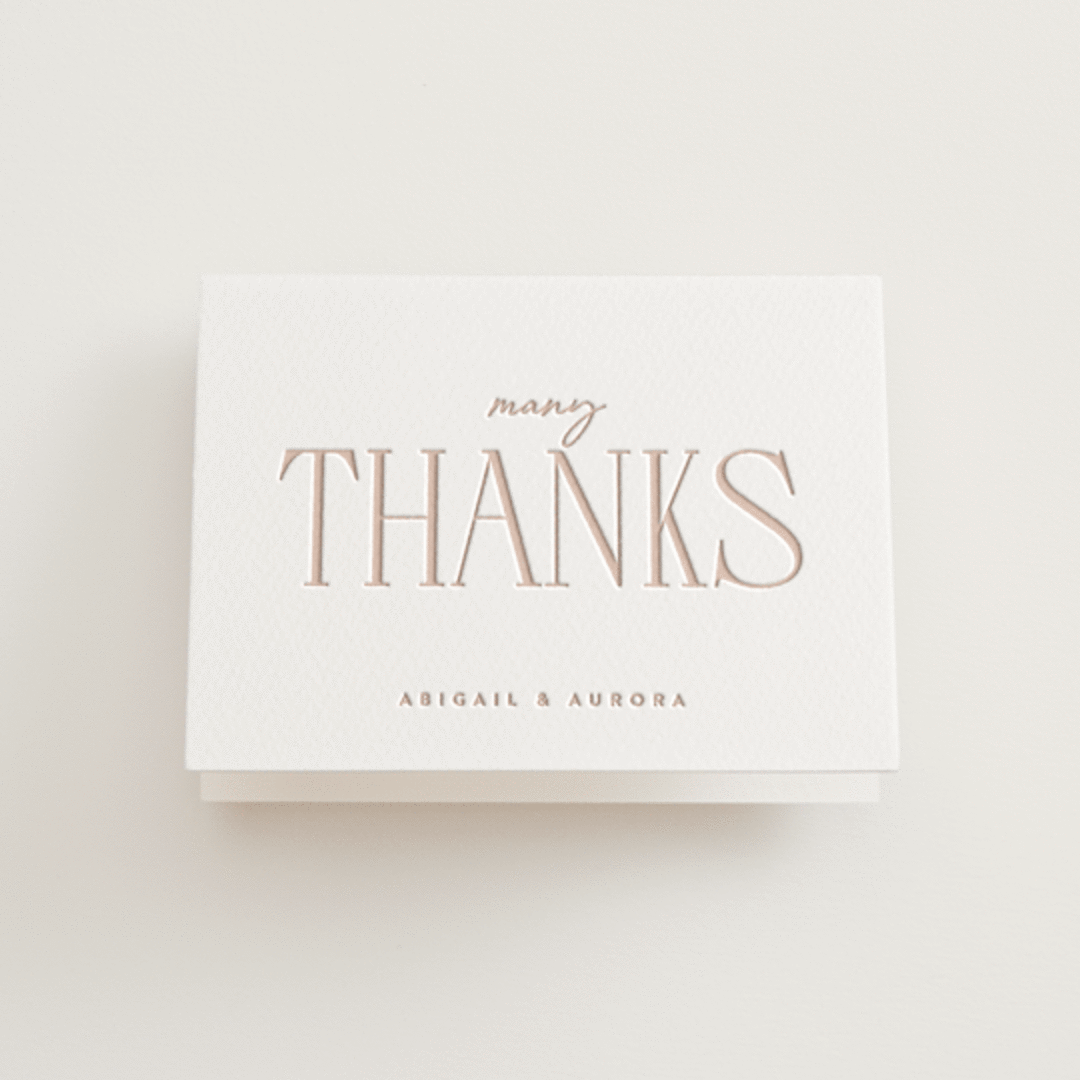 "title" - Letterpress Wedding Thank You Cards in Latte by JoAnn Jinks - Front