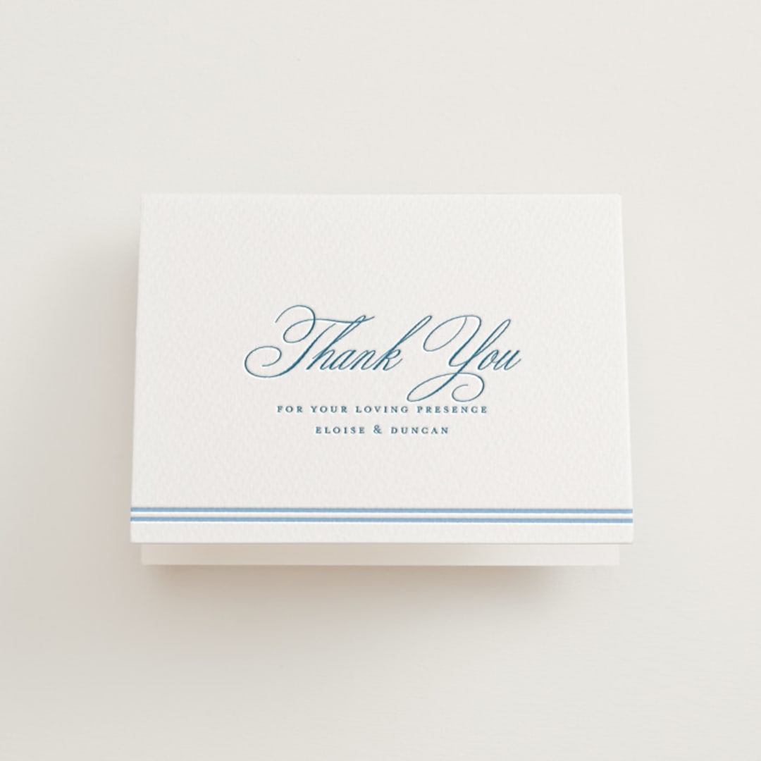 "ricciarelli" - Letterpress Wedding Thank You Cards in Denim by chocomocacino - Front