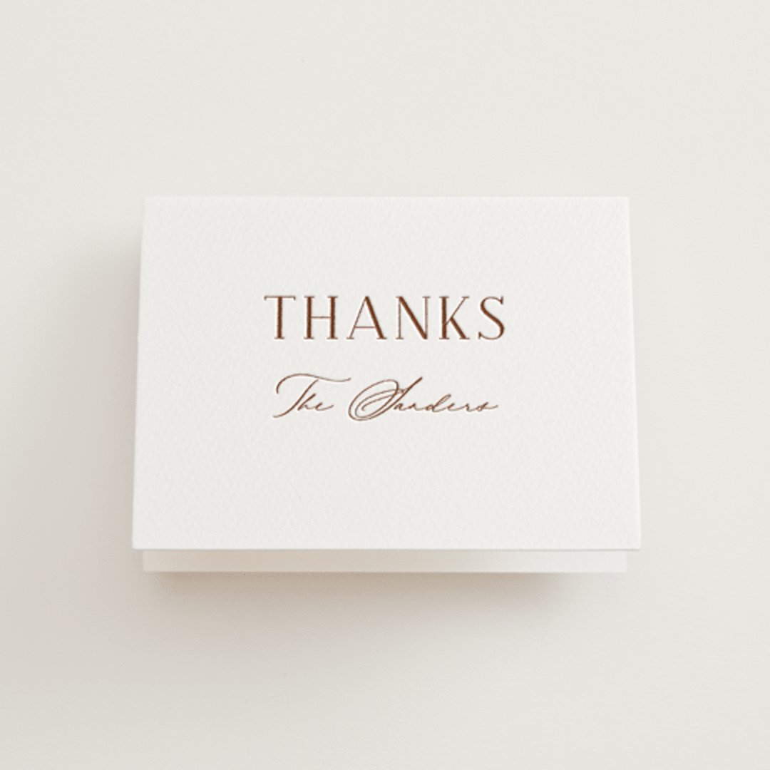 "chic" - Letterpress Wedding Thank You Cards in Burnt Sienna by Vanessa Doyle - Front