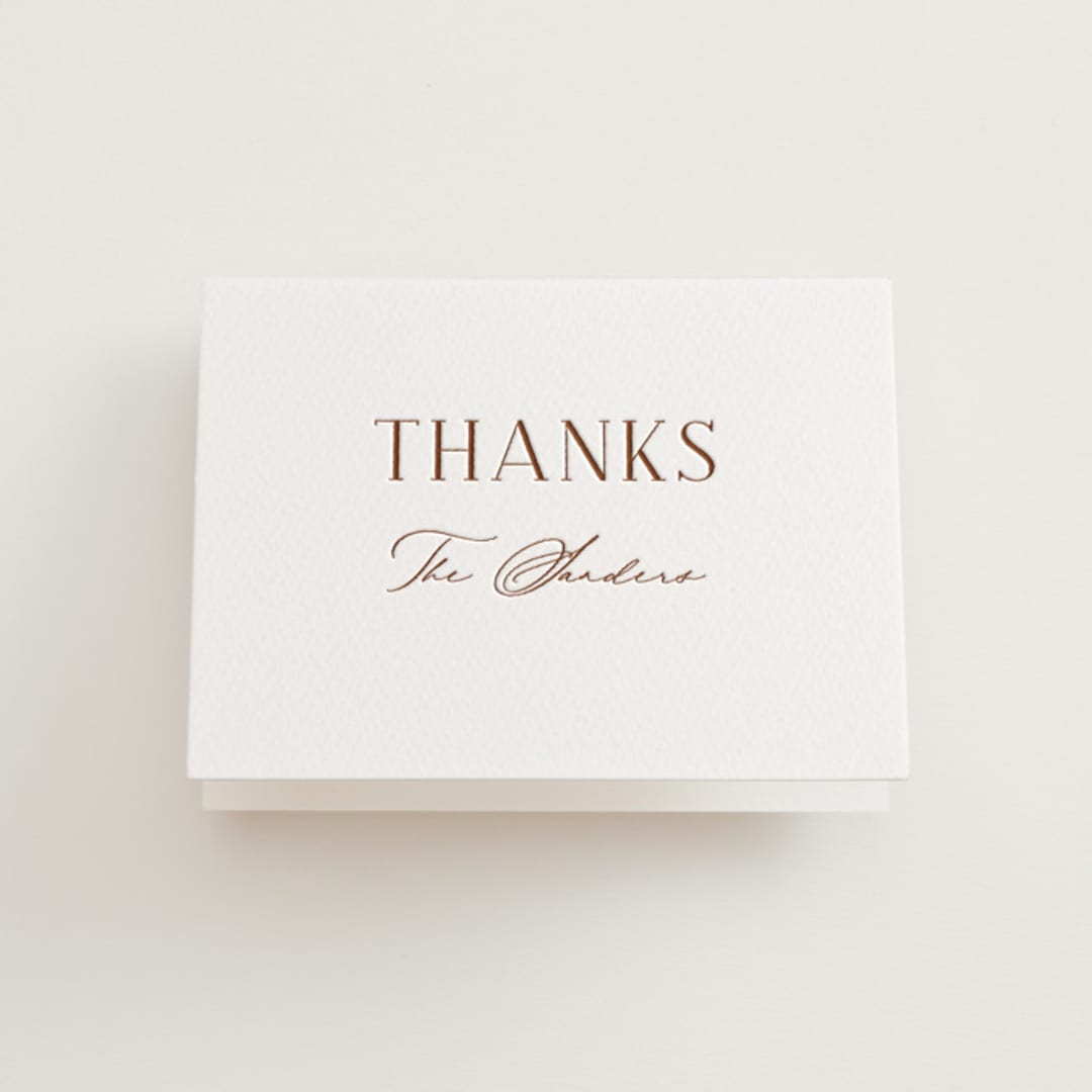 "chic" - Letterpress Wedding Thank You Cards in Burnt Sienna by Vanessa Doyle - Front