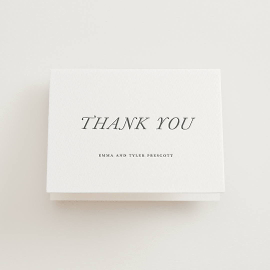 "Magnolia" - Letterpress Wedding Thank You Cards in Pewter by Eric Clegg - Front