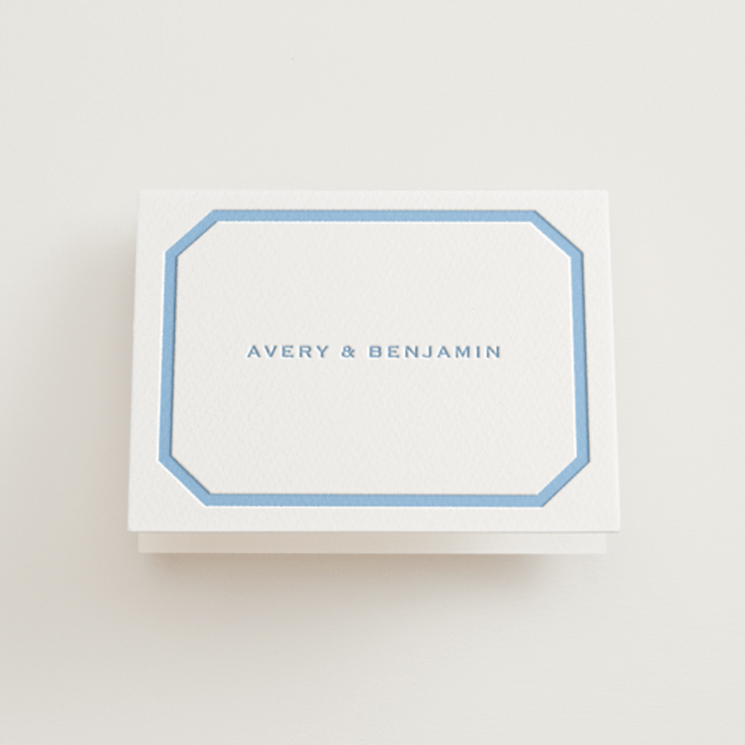 "Danbury" - Letterpress Wedding Thank You Cards in Sky Blue by Megan Davis - Front