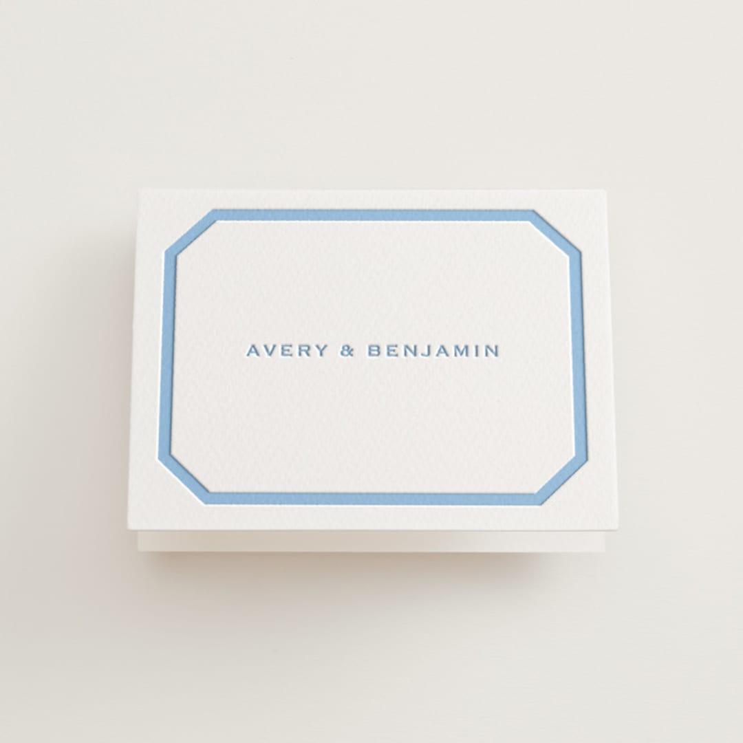 "Danbury" - Letterpress Wedding Thank You Cards in Sky Blue by Megan Davis - Front