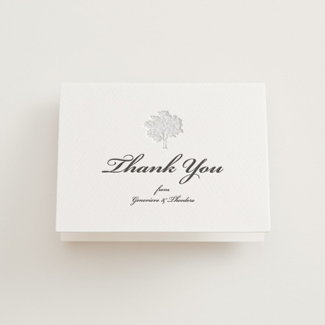 "Astor Elegance" - Letterpress Wedding Thank You Cards in Midnight by Clover and Lamb - Front