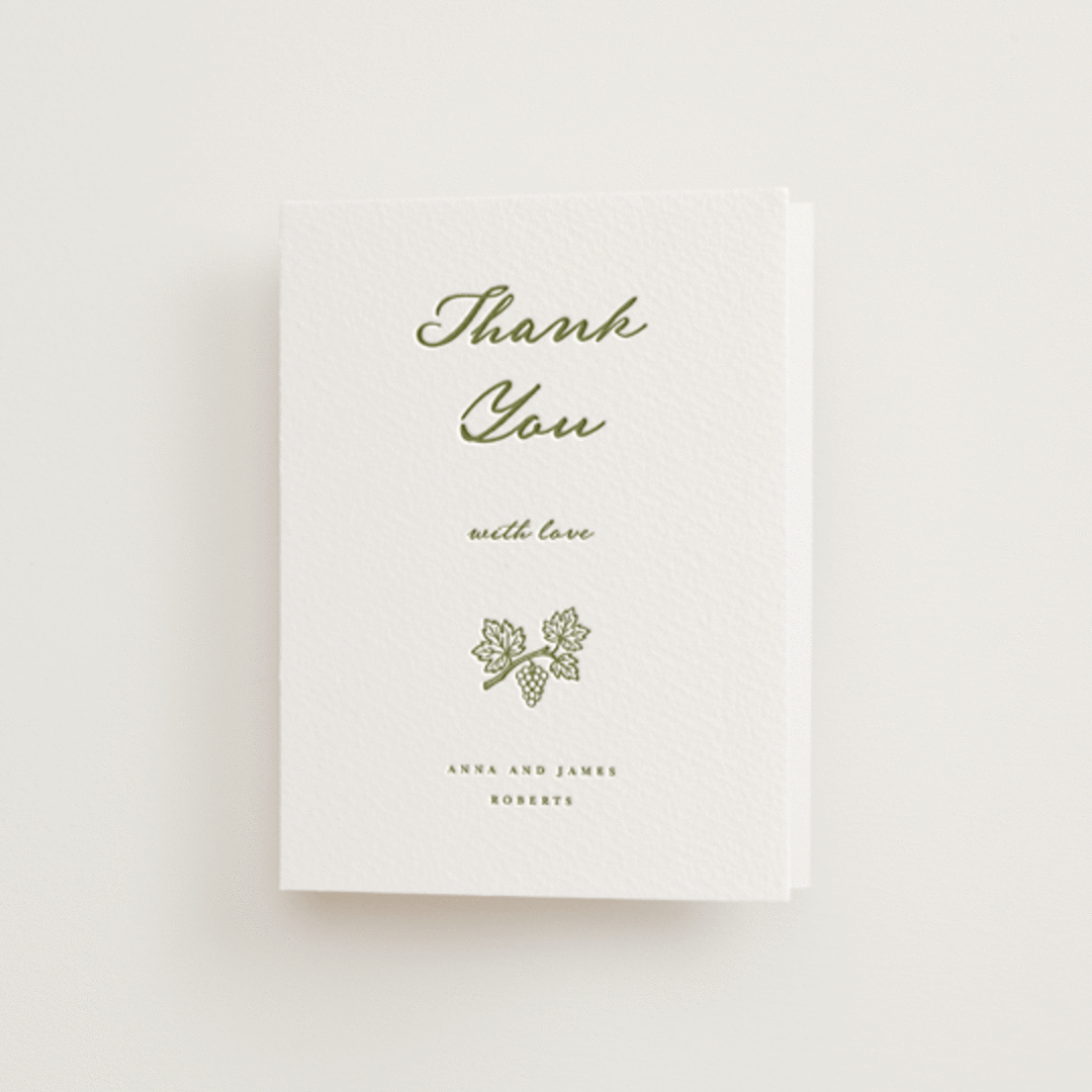 "Villa" - Letterpress Wedding Thank You Cards in Pistachio by Maja Cunningham - Front