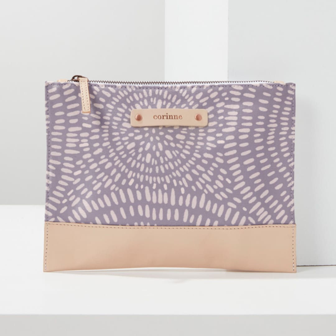 "Circle Line Art" - Casual Clutch in Lavender by Michelle Kirsch - Casual Clutch