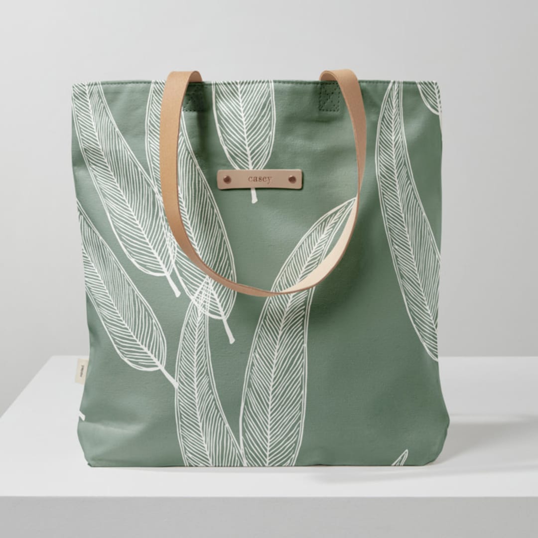 "Sketched Willow Moss" - Snap Tote in Moss by Katharine Watson - Snap Tote