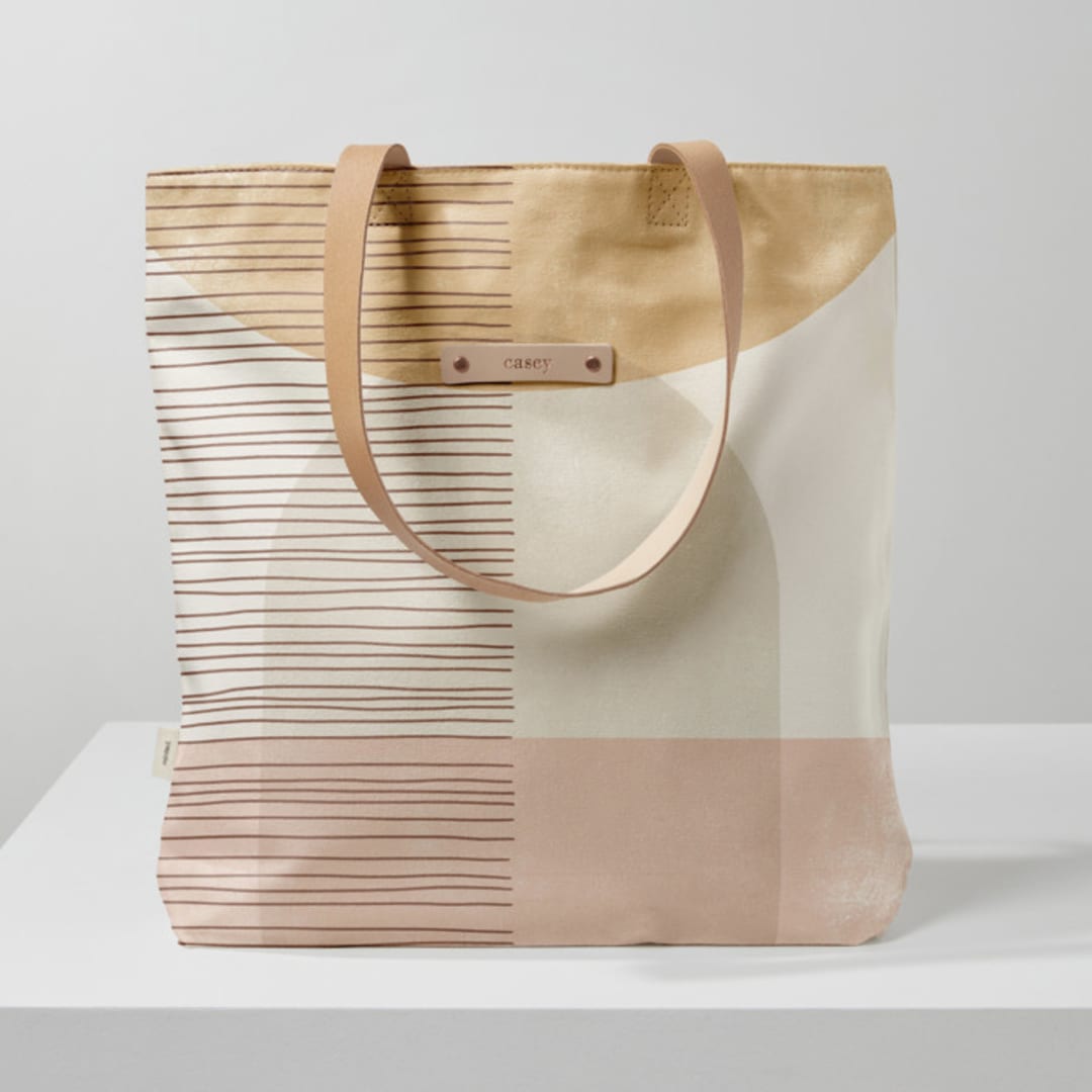 "Shape Stack" - Snap Tote in Neutral by Michelle Taylor - Snap Tote
