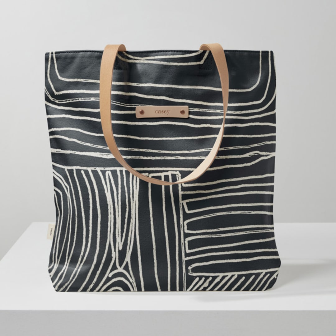 "Chalk Dust" - Snap Tote in Charcoal by Deborah Velasquez - Snap Tote